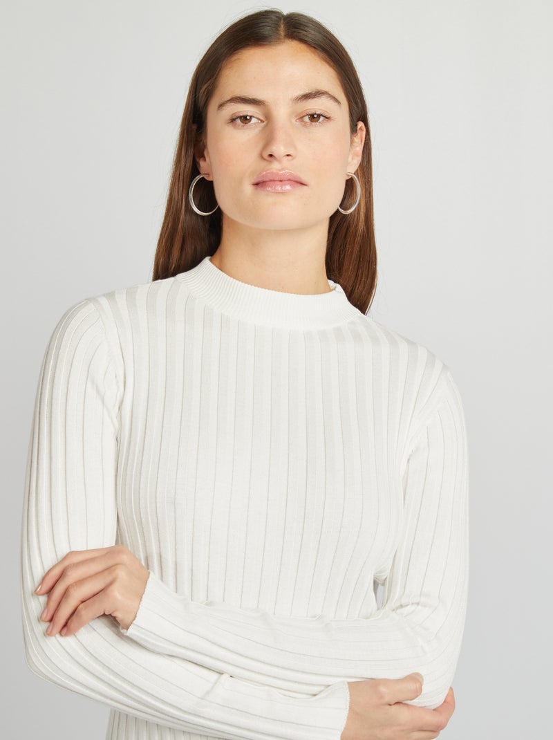 Vestito corto a coste BIANCO - Kiabi