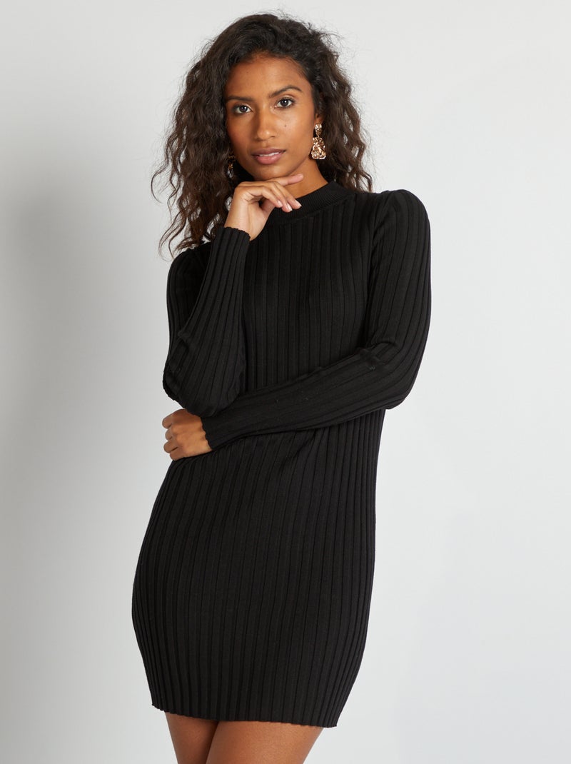 Vestito corto a coste nero - Kiabi