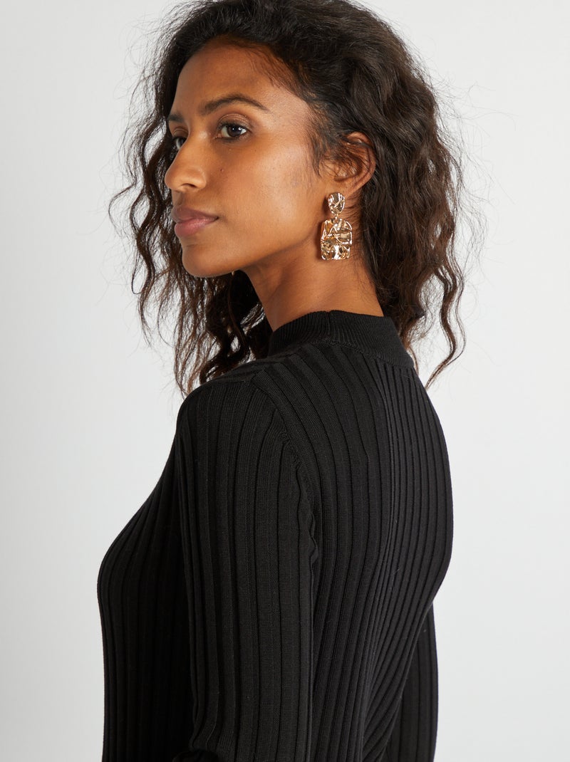 Vestito corto a coste nero - Kiabi