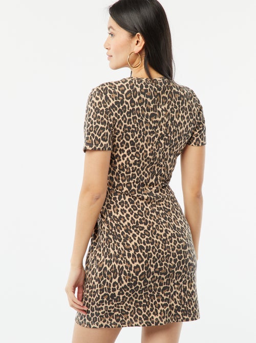 Vestito corto a maniche corte con effetto drappeggiato - Kiabi