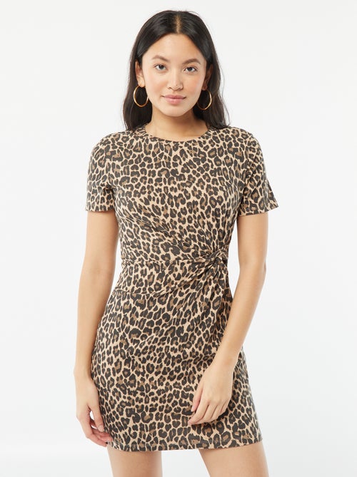 Vestito corto a maniche corte con effetto drappeggiato - Kiabi