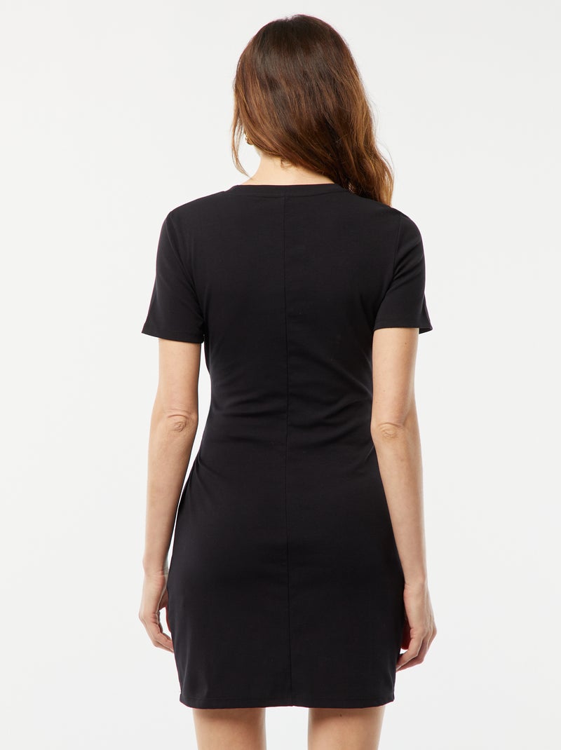 Vestito corto a maniche corte con effetto drappeggiato nero - Kiabi