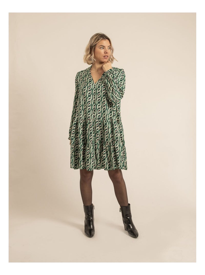 Vestito corto a motivi ISCIANE Verde - Kiabi