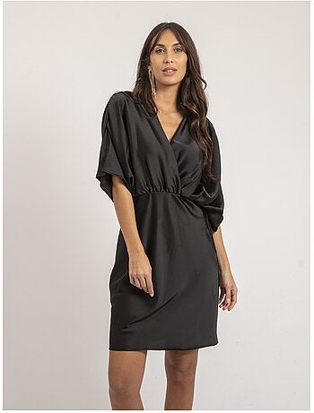 Vestito corto a portafoglio in raso ILIZAN