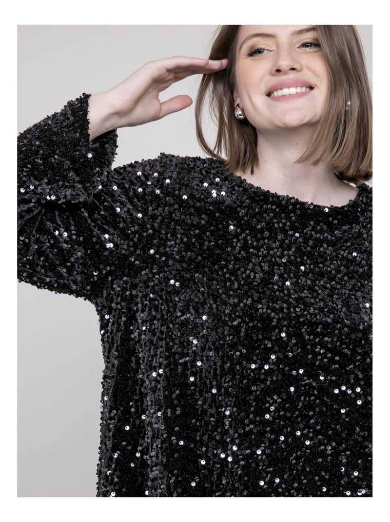 Vestito corto a sequins INAZOE Nero - Kiabi