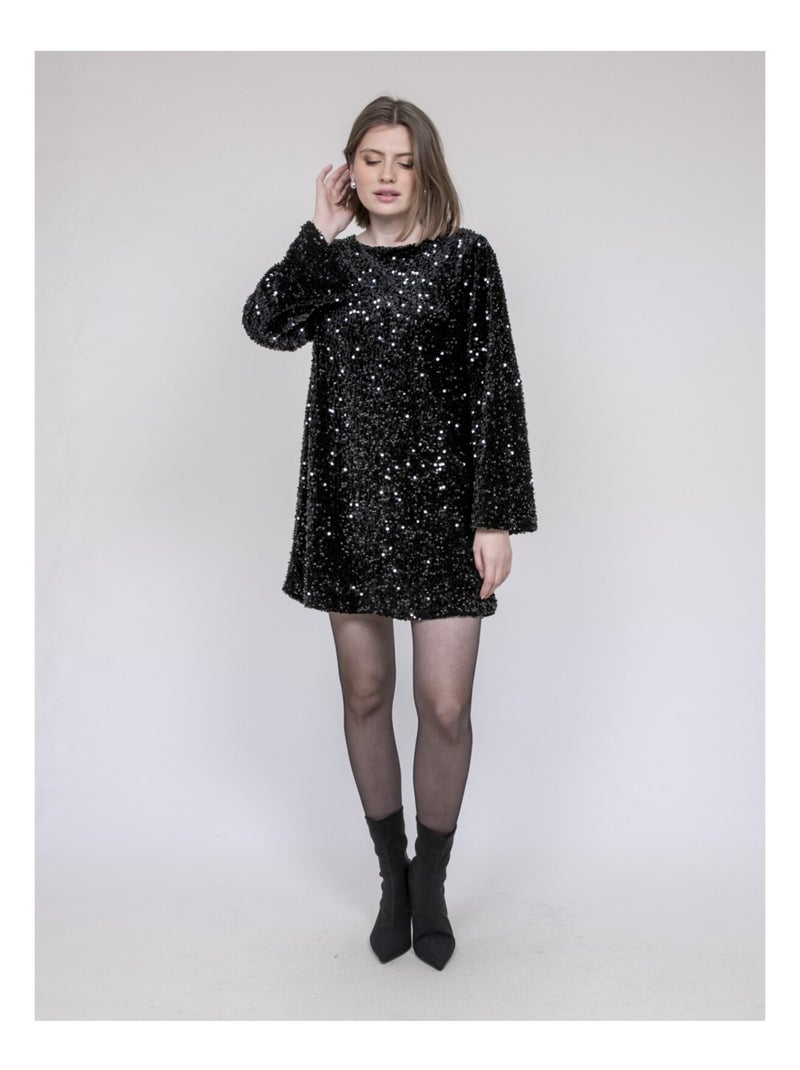 Vestito corto a sequins INAZOE Nero - Kiabi