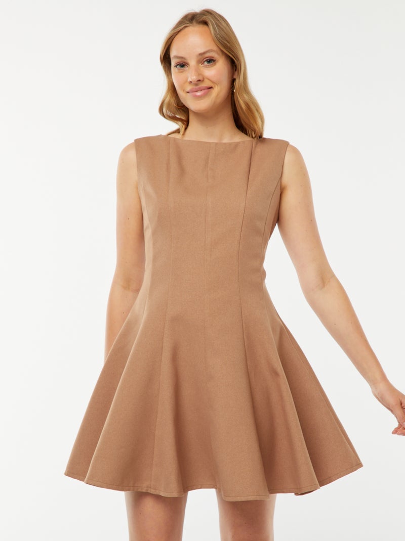 Vestito corto attillato senza maniche Beige - Kiabi