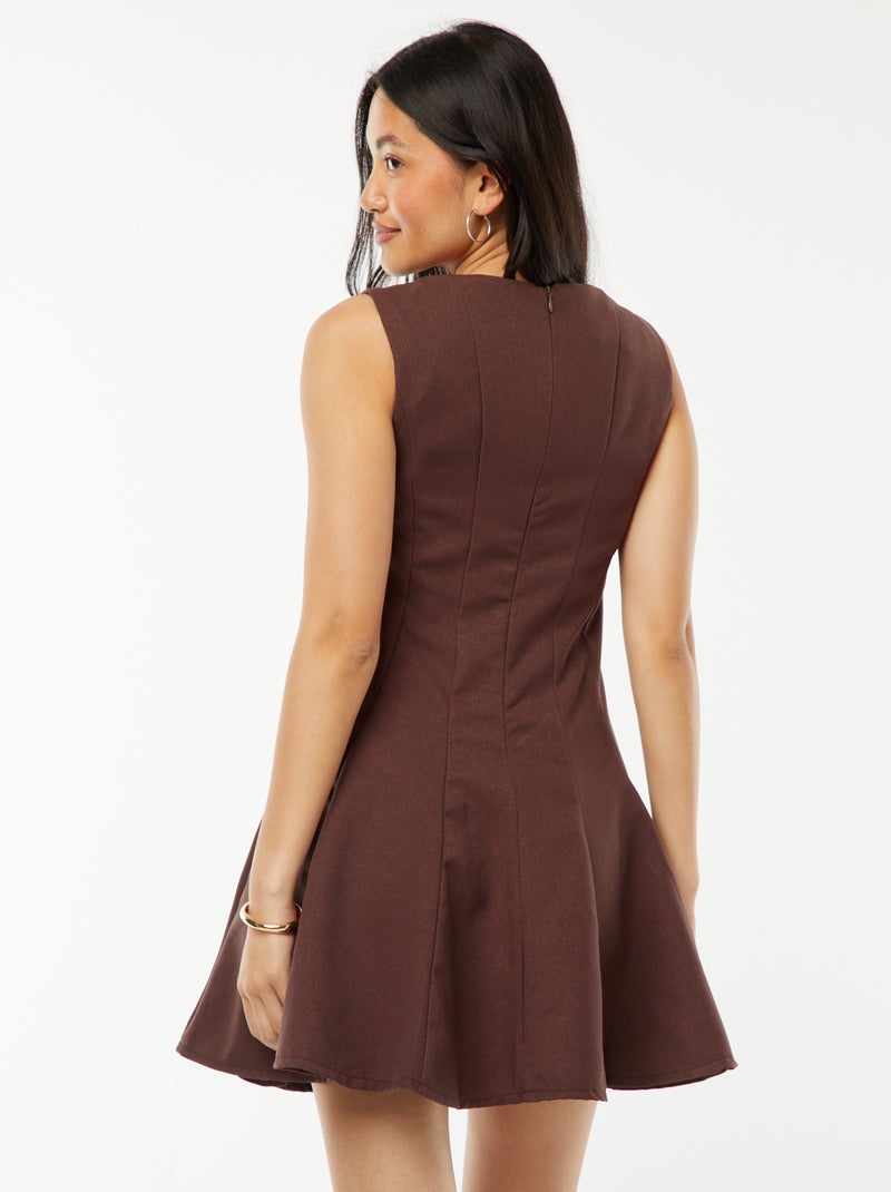 Vestito corto attillato senza maniche Marrone - Kiabi