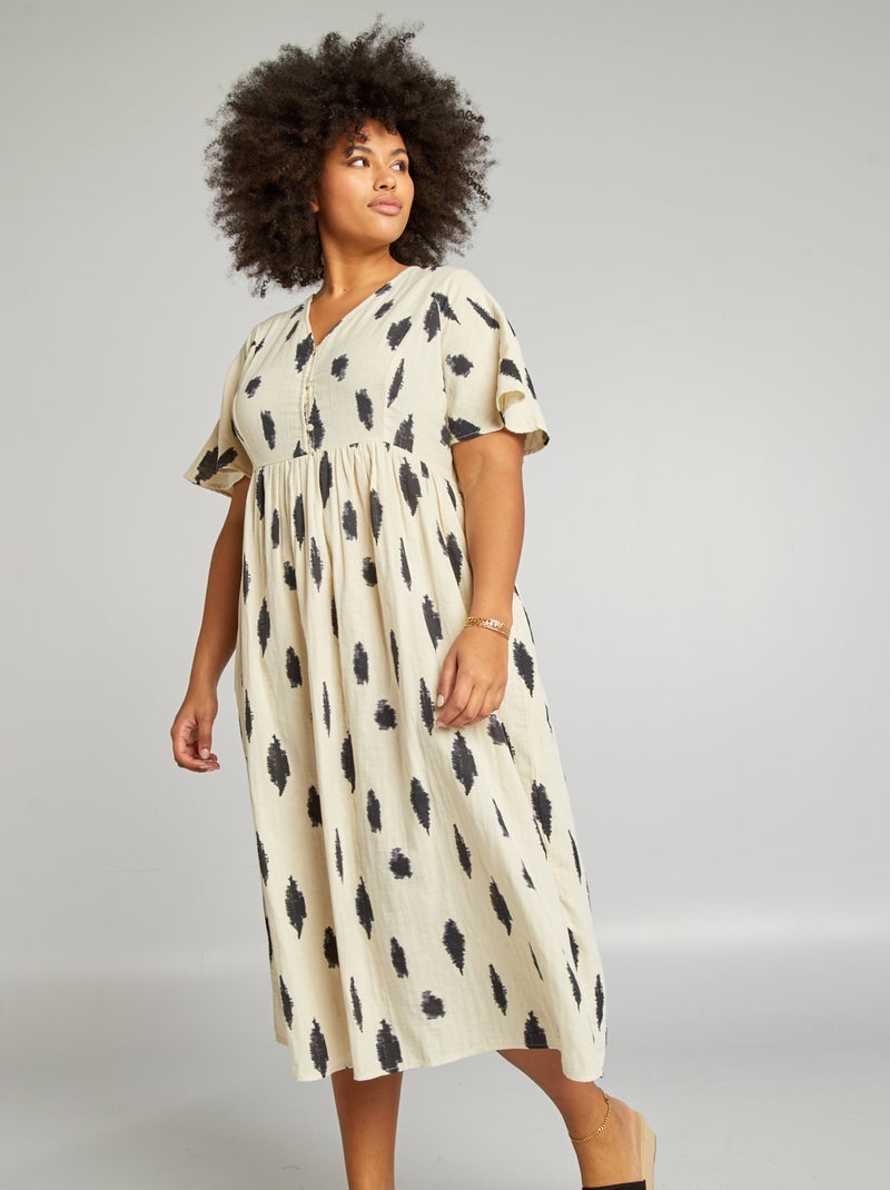 Vestito corto con bottoni BIANCO - Kiabi