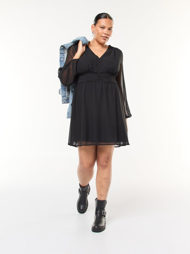 Vestito corto con cintura drappeggiata nero - Kiabi