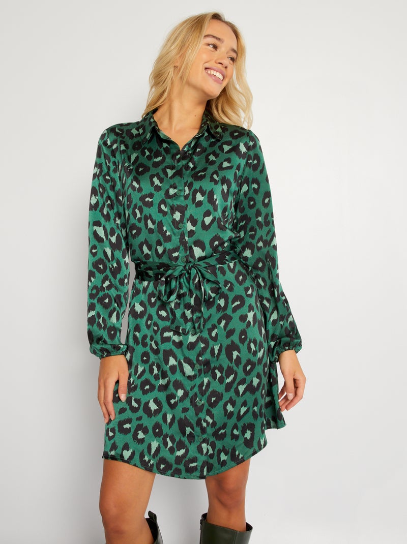 Vestito corto con cintura Verde - Kiabi