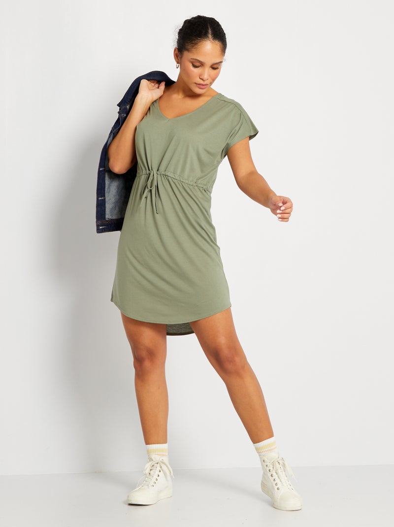 Vestito corto con cordoncino da stringere - KAKI - Kiabi