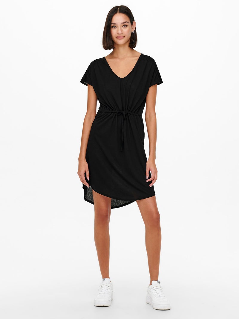 Vestito corto con cordoncino da stringere - nero - Kiabi