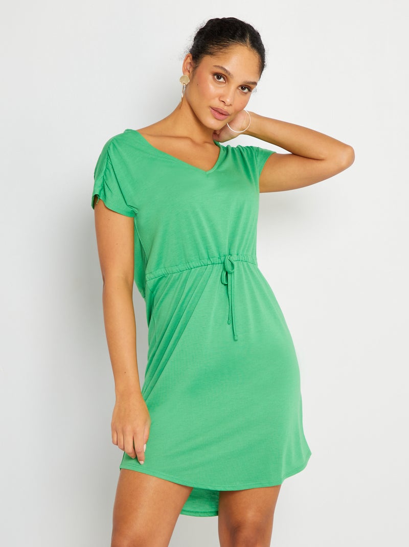 Vestito corto con cordoncino da stringere - verde - Kiabi