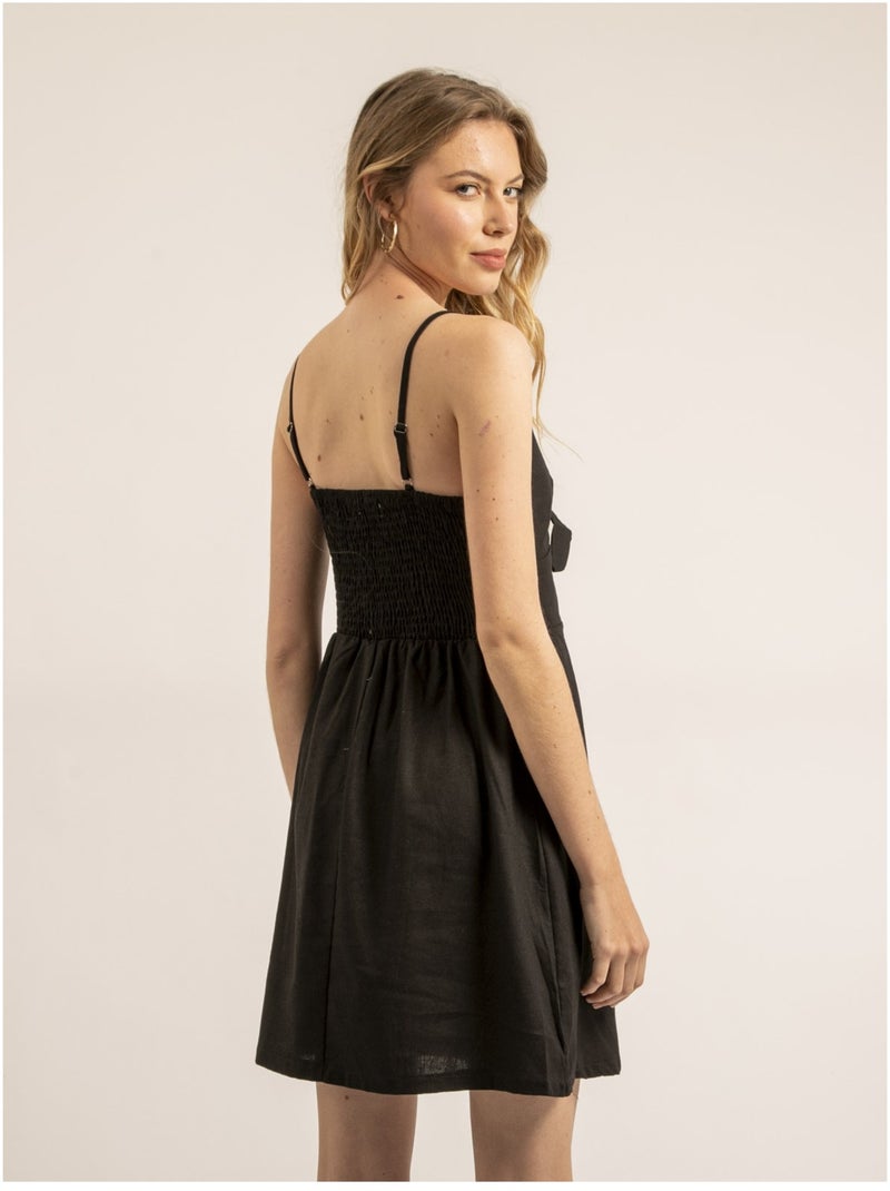 Vestito corto con fiocco ICHEKA Nero - Kiabi