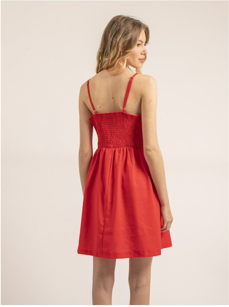 Vestito corto con fiocco ICHEKA Rosso - Kiabi