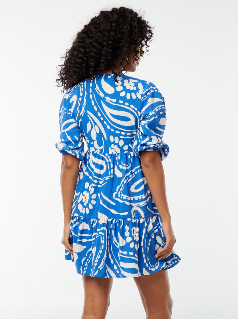 Vestito corto con maniche 3/4 e motivo Blu - Kiabi