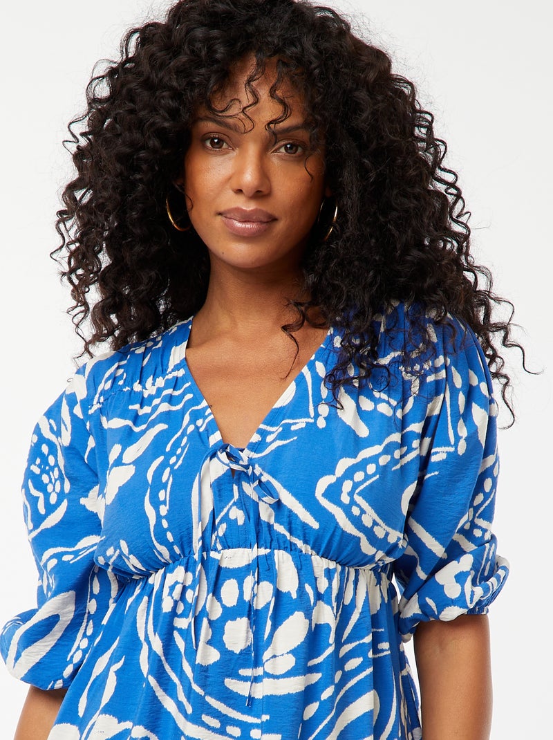 Vestito corto con maniche 3/4 e motivo Blu - Kiabi