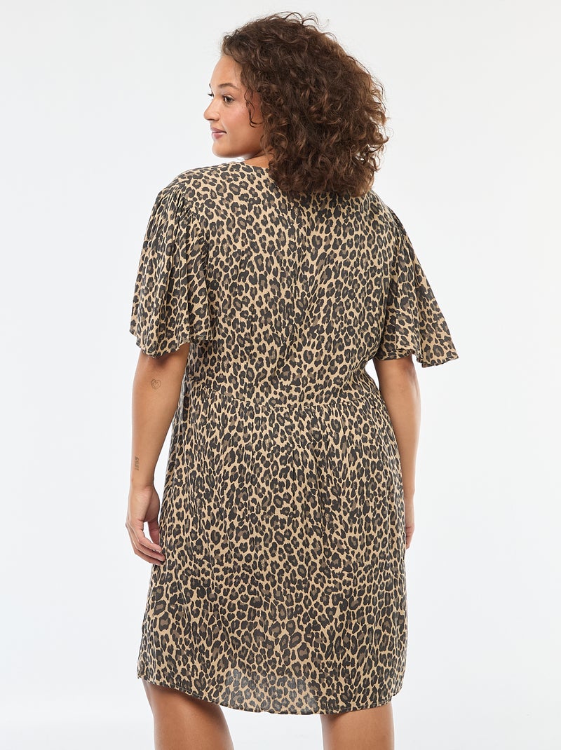 Vestito corto con maniche a farfalla Beige - Kiabi