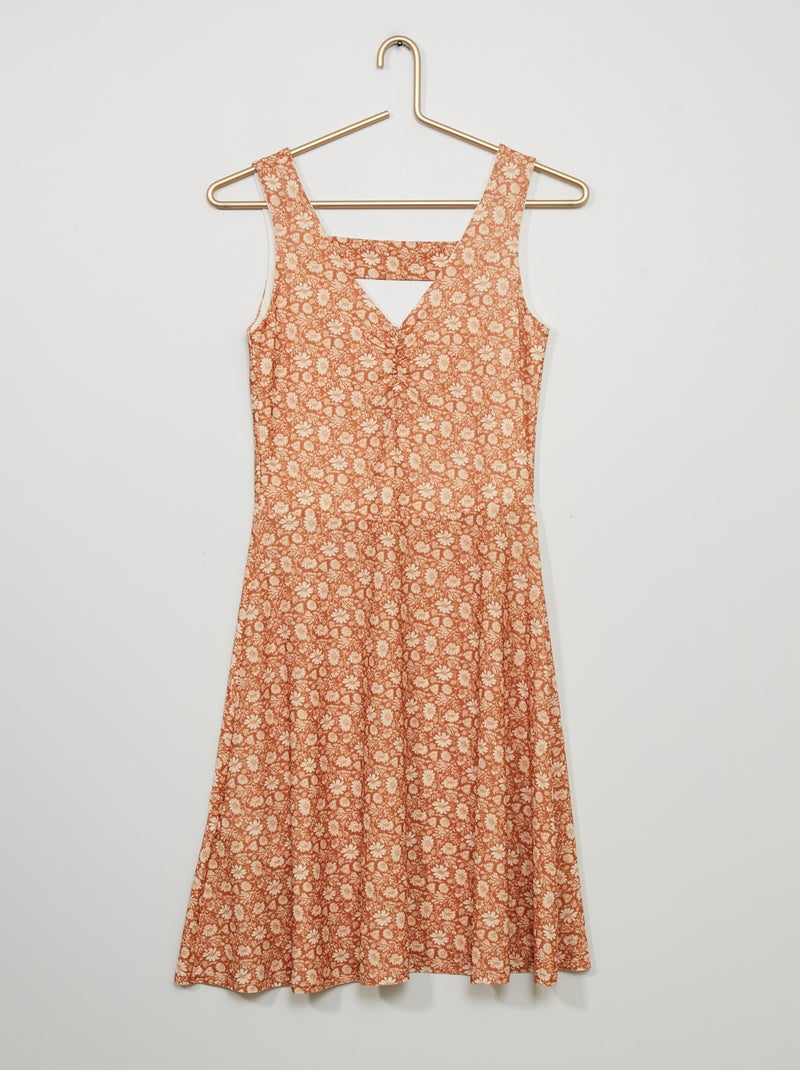 Vestito corto con schiena scoperta MARRONE - Kiabi