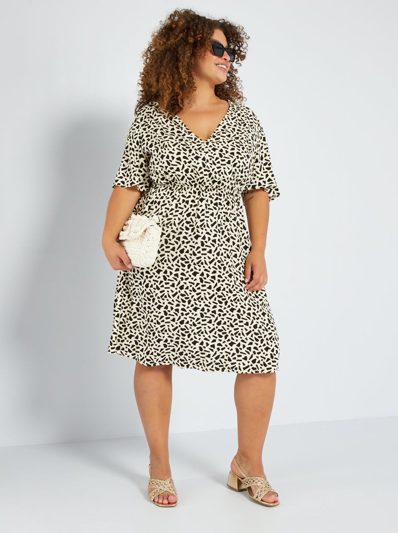 Vestito corto con scollo a V BIANCO - Kiabi