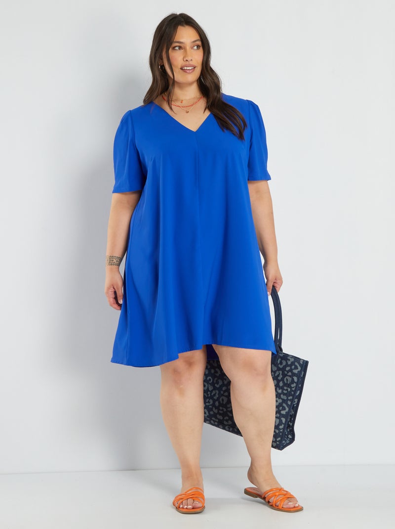 Vestito corto con scollo a V BLU - Kiabi