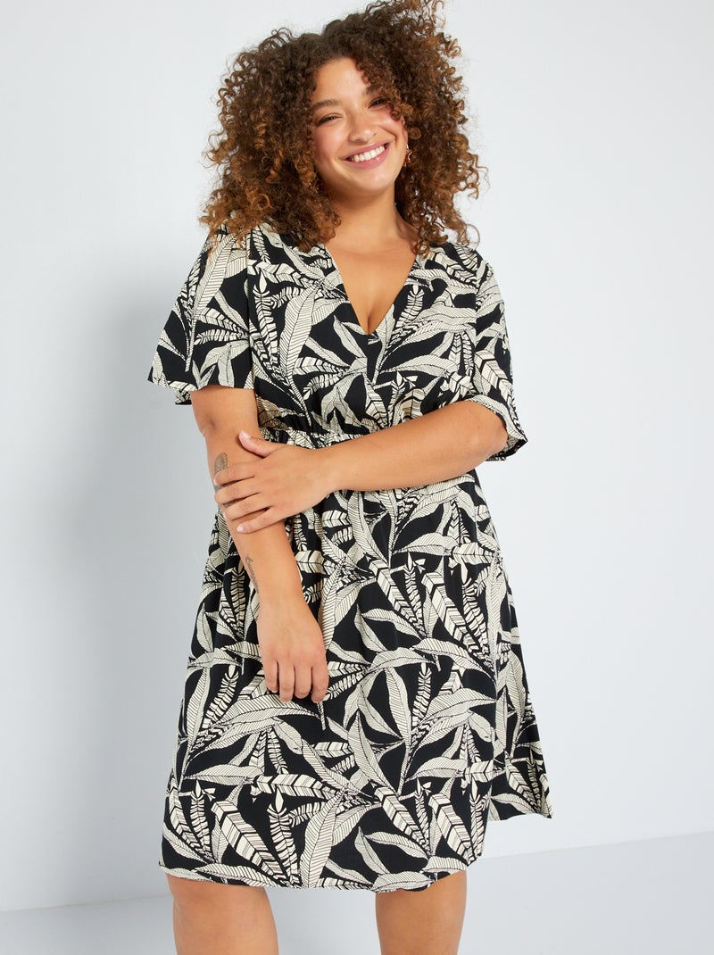 Vestito corto con scollo a V NERO - Kiabi