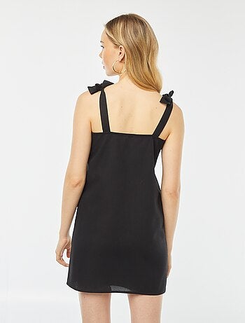 Vestito corto con scollo quadrato e spalline da annodare