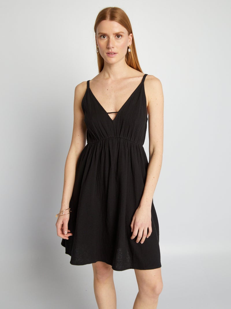 Vestito corto con spalline sottili nero - Kiabi