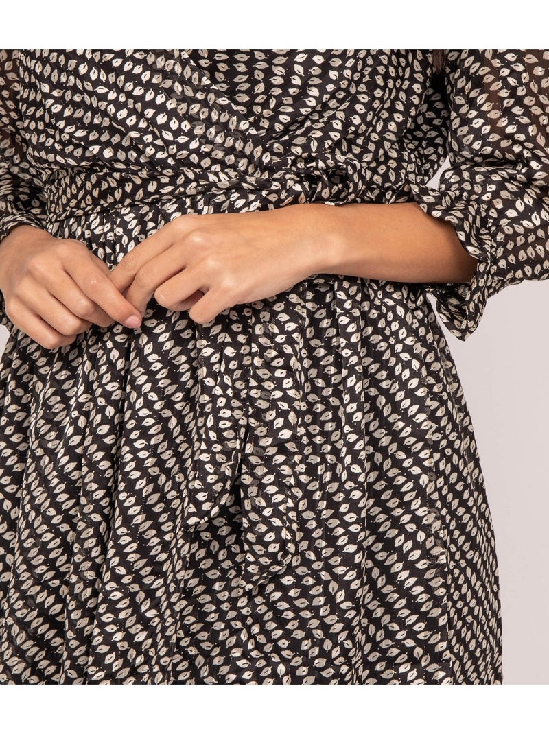Vestito corto con stampa IBURN Nero - Kiabi