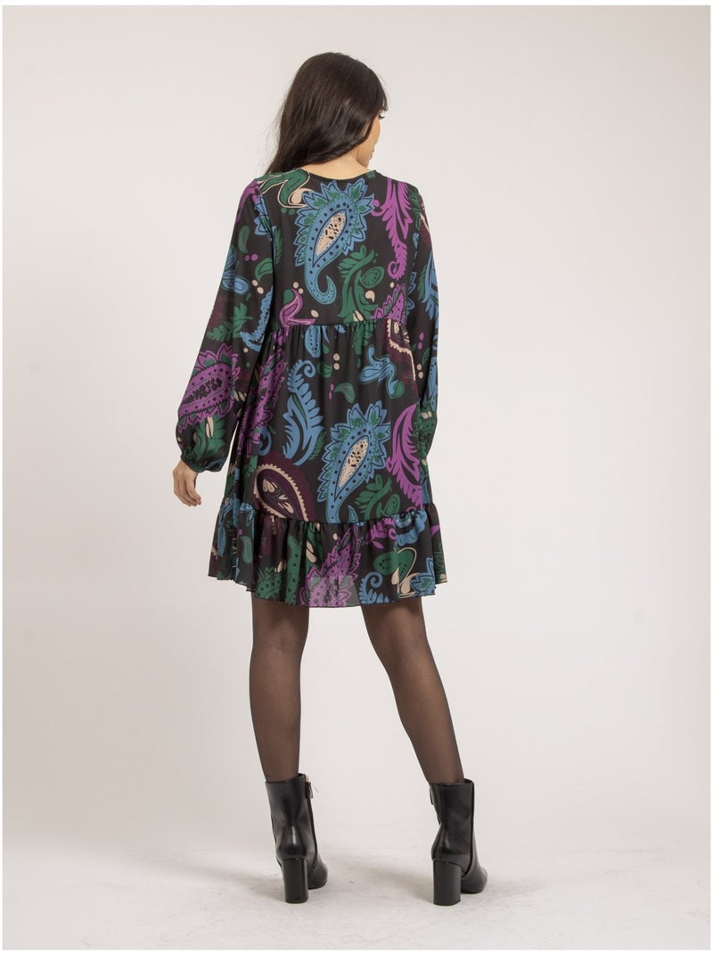 Vestito corto con stampa ILLONA Nero - Kiabi