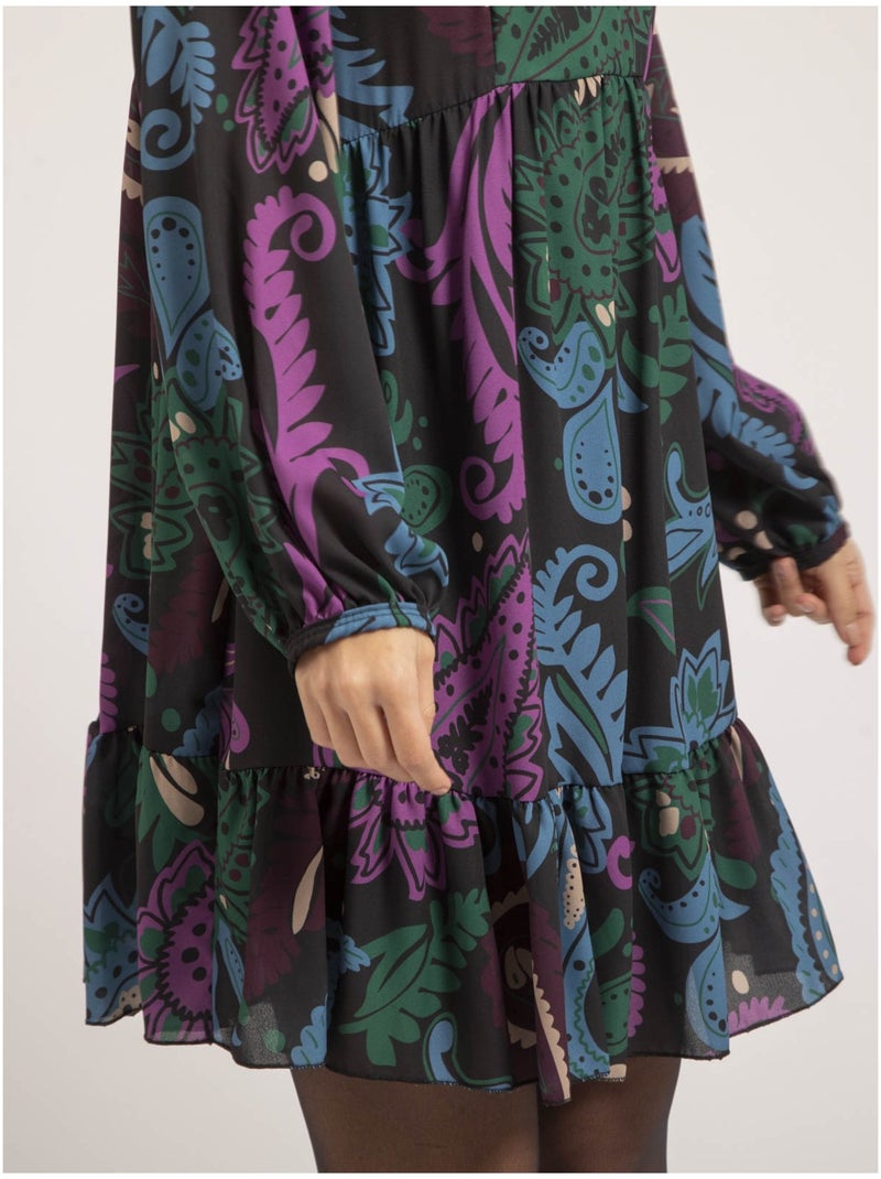 Vestito corto con stampa ILLONA Nero - Kiabi