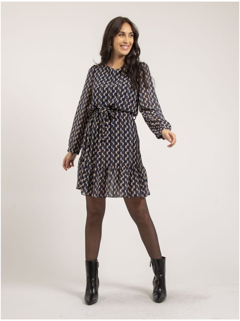 Vestito corto con stampa IPERTIA Blu marino - Kiabi