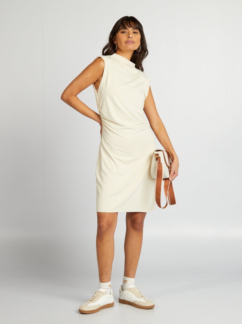 Vestito corto drappeggiato sul davanti BEIGE - Kiabi