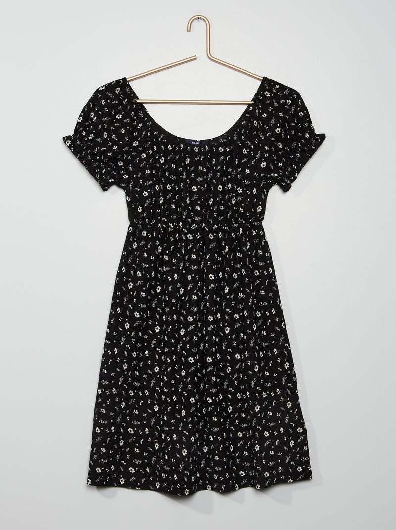 Vestito corto floreale NERO - Kiabi