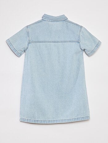 Vestito corto in denim con collo stile chemisier