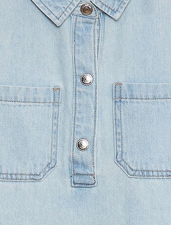 Vestito corto in denim con collo stile chemisier