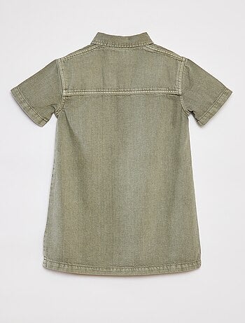 Vestito corto in denim con collo stile chemisier