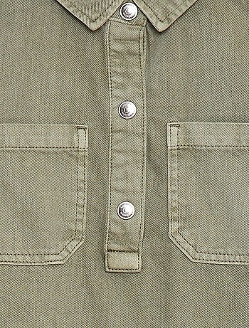 Vestito corto in denim con collo stile chemisier