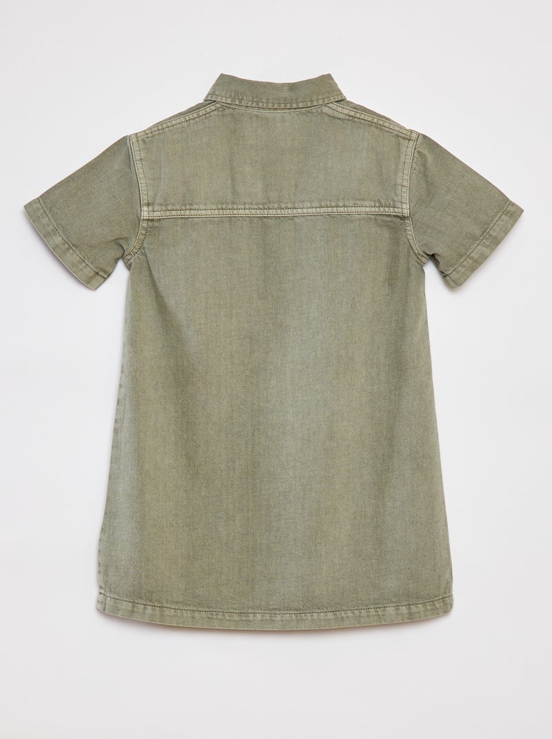 Vestito corto in denim con collo stile chemisier VERDE - Kiabi
