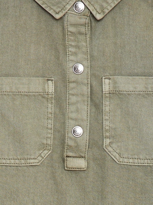 Vestito corto in denim con collo stile chemisier - Kiabi