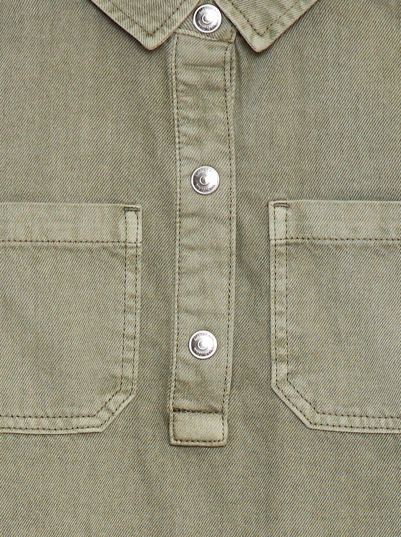 Vestito corto in denim con collo stile chemisier VERDE - Kiabi