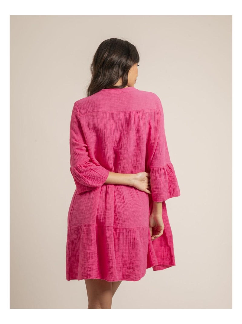 Vestito corto in garza di cotone IELLA Rosa - Kiabi