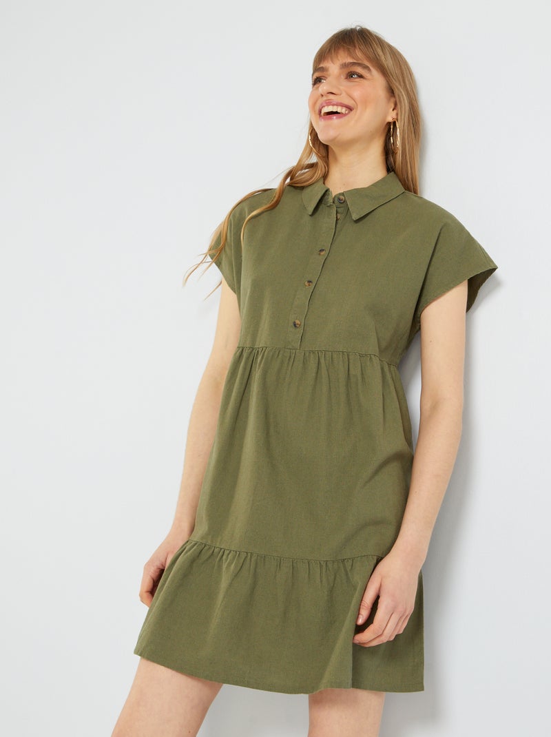 Vestito corto in lino 'JDY' KAKI - Kiabi