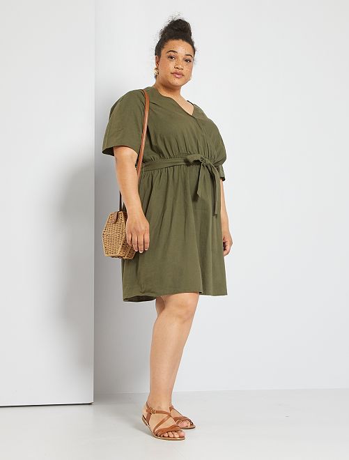 Vestito corto in lino - KAKI - Kiabi - 25.00€