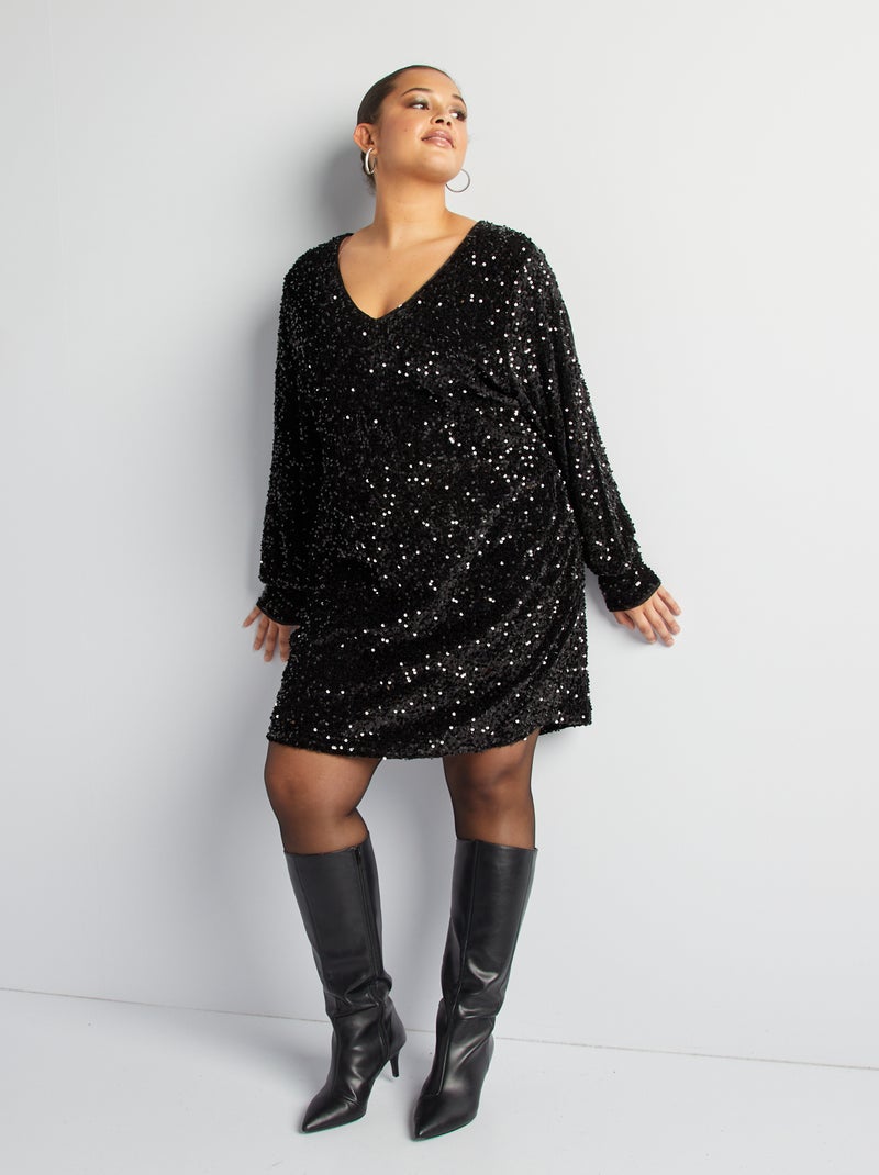 Vestito corto in paillettes nero - Kiabi
