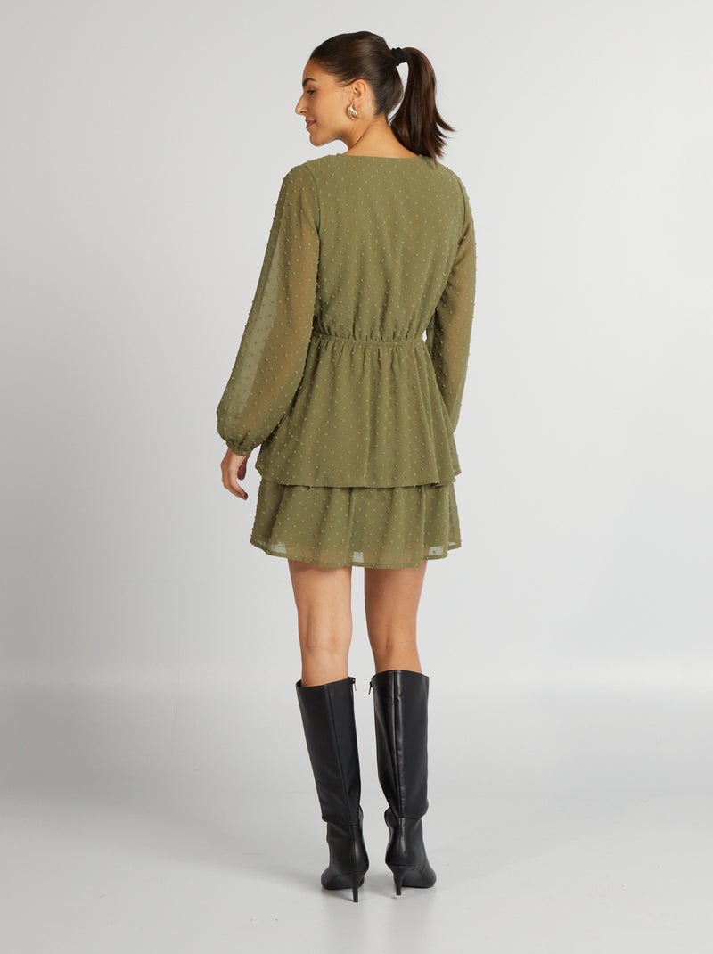 Vestito corto in plumetis KAKI - Kiabi