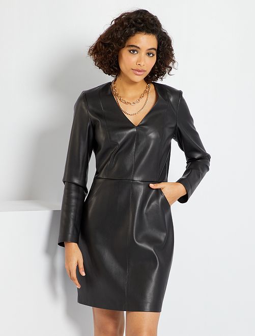 Vestito corto in similpelle - nero - Kiabi - 22.00€