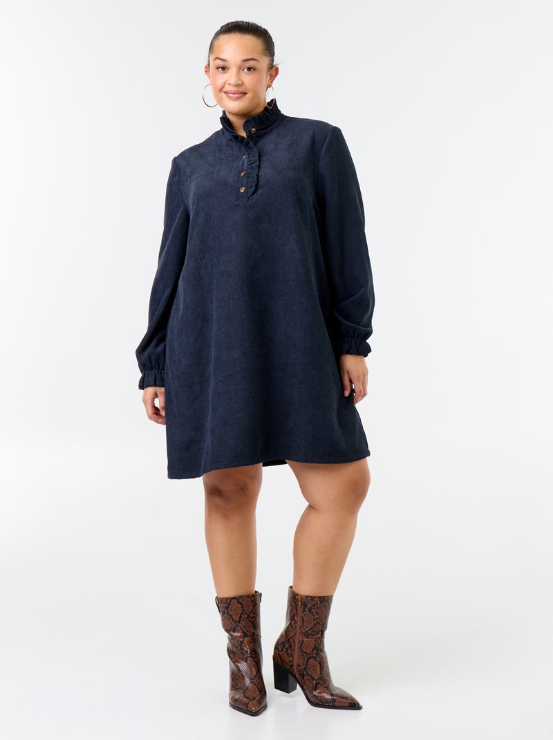 Vestito corto in velluto a costine Blu - Kiabi