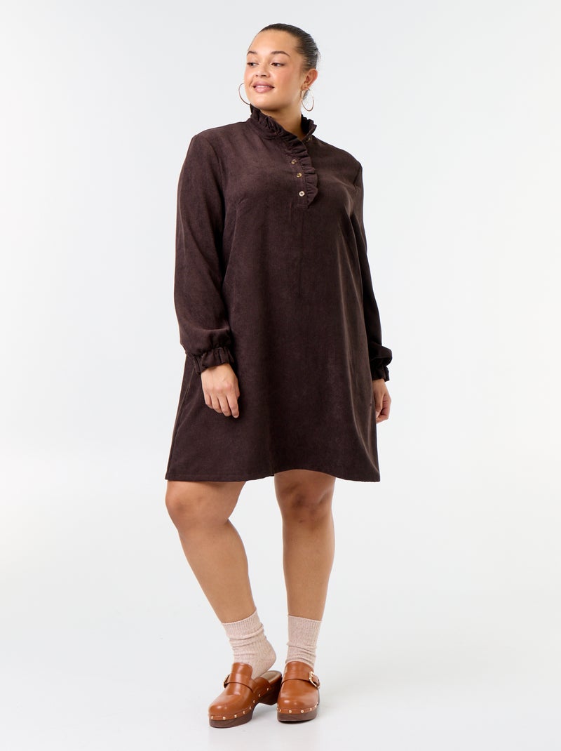 Vestito corto in velluto a costine Marrone - Kiabi